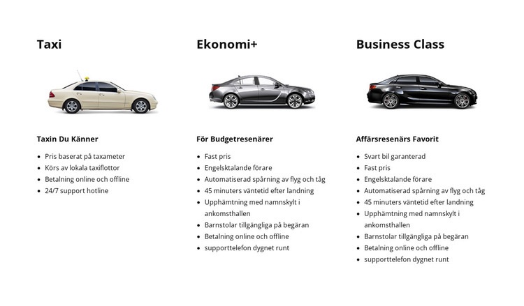 Taxi och bilservice Hemsidedesign