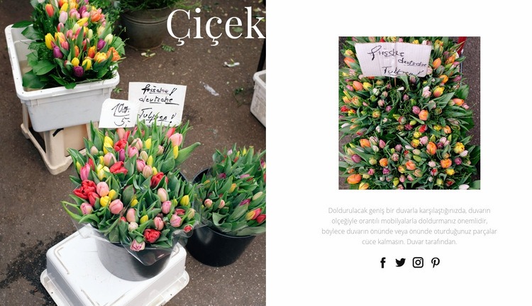 Çiçek sanatı ve tasarımı Web Sitesi Mockup'ı