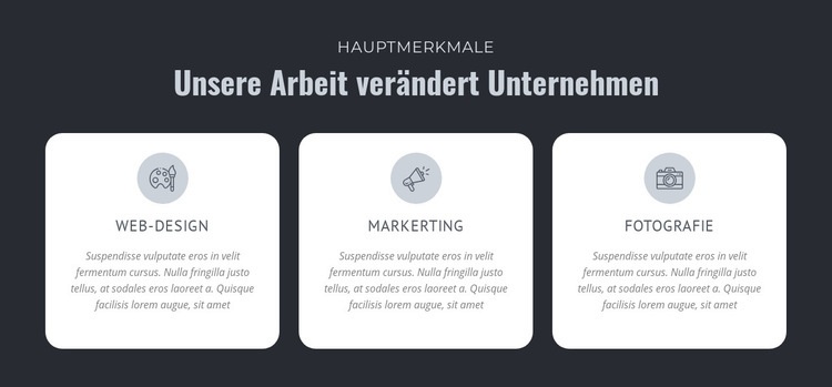 Unsere Arbeit verändert Unternehmen HTML Website Builder