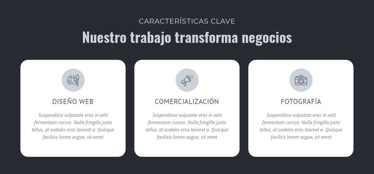 Nuestro trabajo transforma negocios Maqueta de sitio web