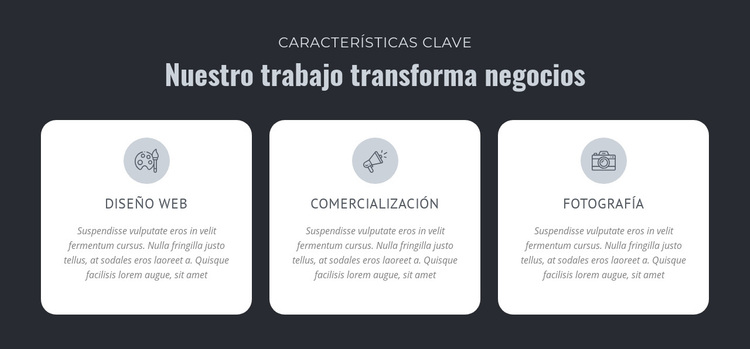 Nuestro trabajo transforma negocios Tema de WordPress