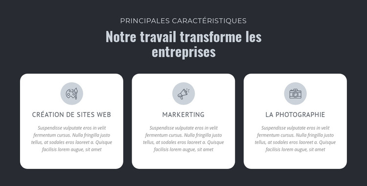 Notre travail transforme les entreprises Modèle HTML