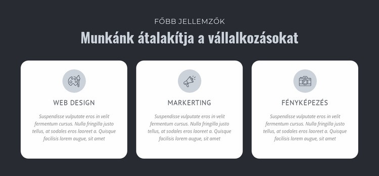 Munkánk átalakítja a vállalkozásokat HTML Sablon