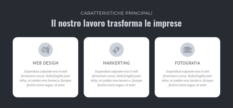 Il nostro lavoro trasforma le imprese Modelli di Website Builder