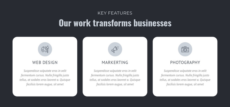 Our work transforms businesses One Page Template