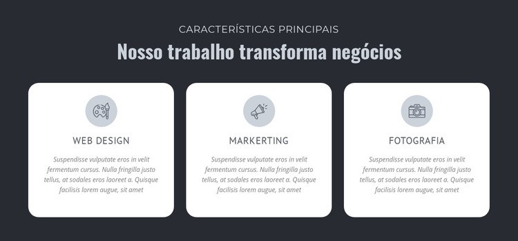 Nosso trabalho transforma negócios Modelo HTML5