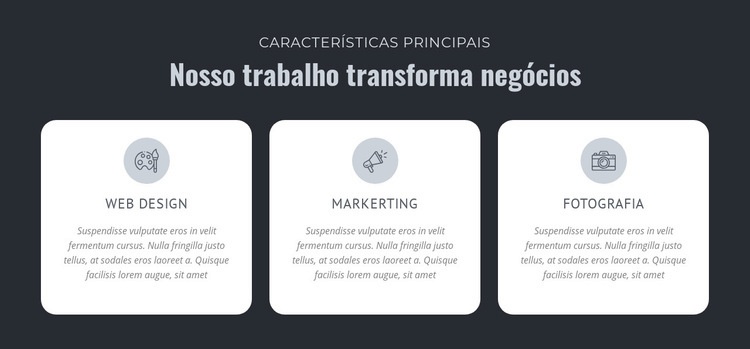 Nosso trabalho transforma negócios Modelo de uma página