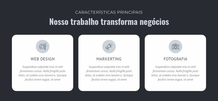 Nosso trabalho transforma negócios Landing Page