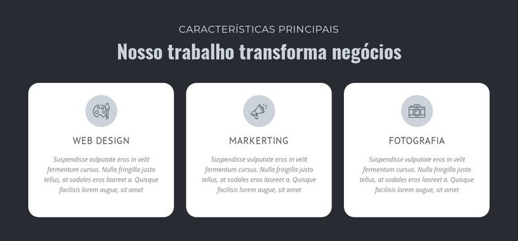 Nosso trabalho transforma negócios Tema WordPress