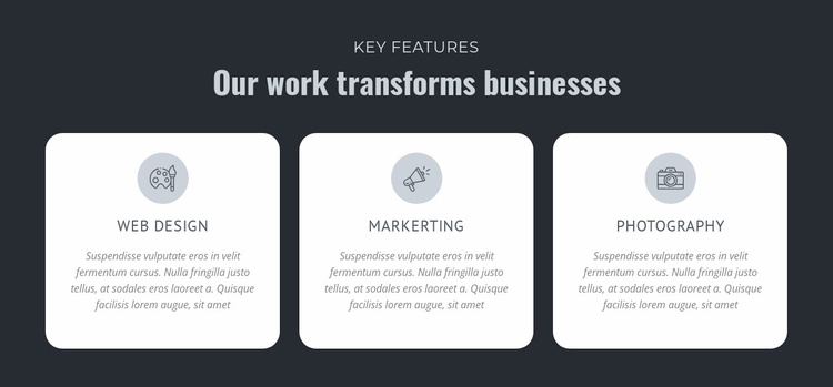 Our work transforms businesses Landing Page