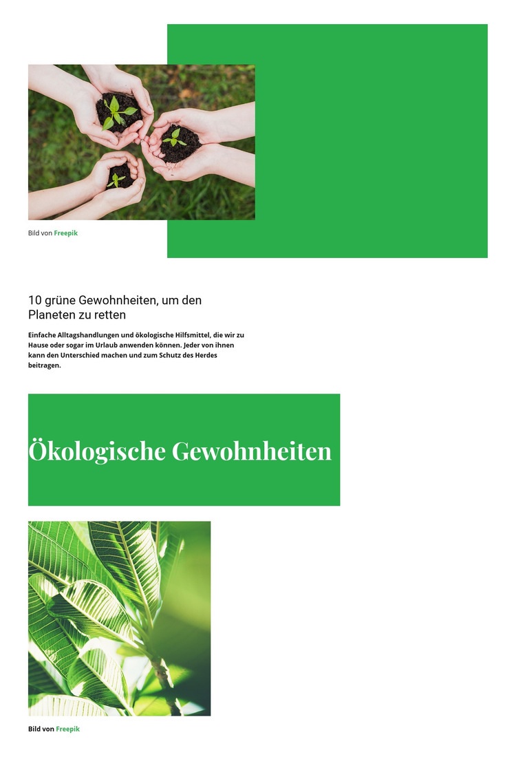 Ökologische Gewohnheiten Website-Modell