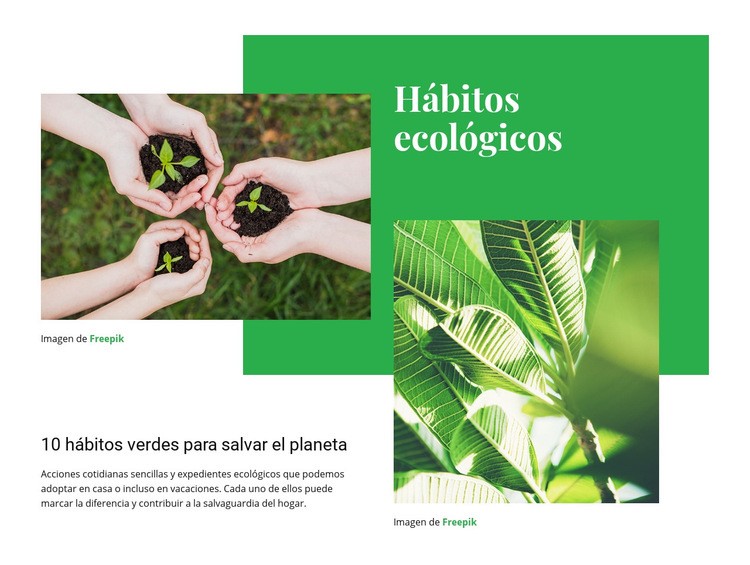 Hábitos ecológicos Maqueta de sitio web