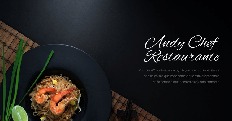 Comida de restaurante de chef Design do site