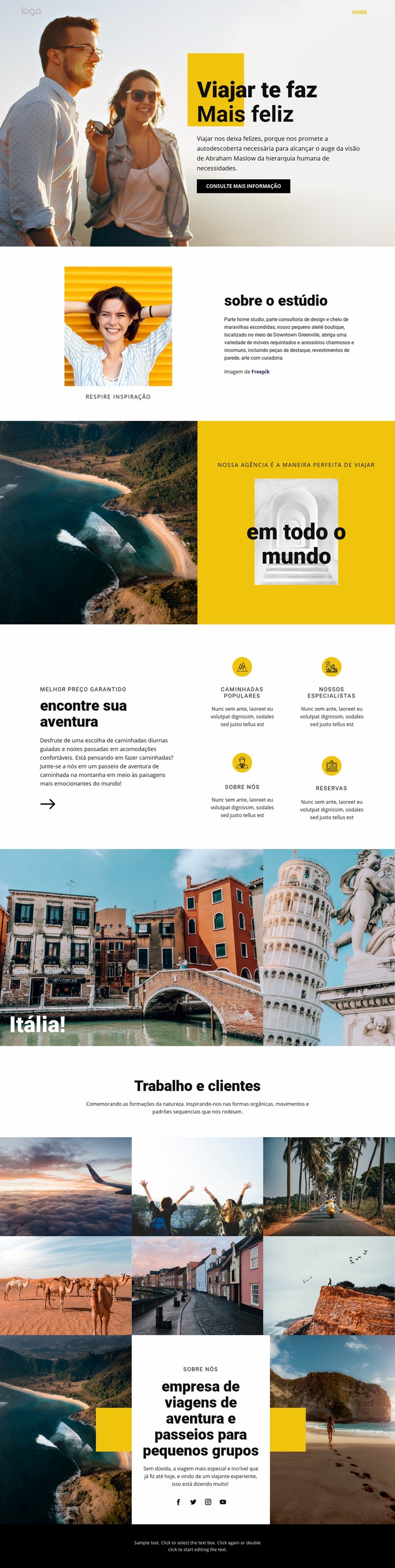 Fique mais feliz com ótimas viagens Design do site