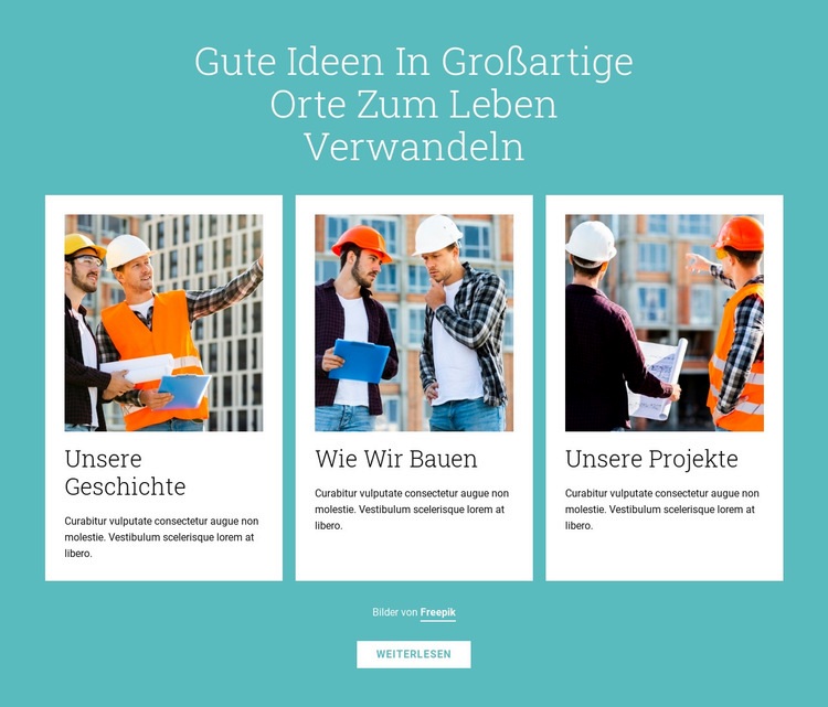 Bauherren bauen Gebäude HTML5-Vorlage