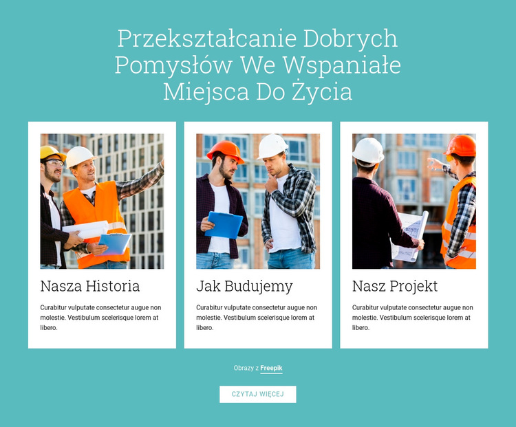 Właściciele budujący budują budynki Szablon witryny sieci Web