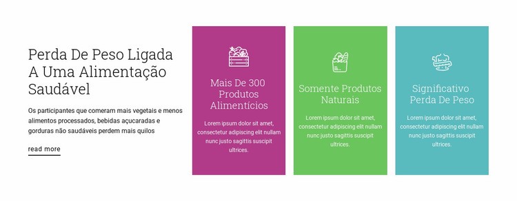 Plano de nutrição saudável Design do site