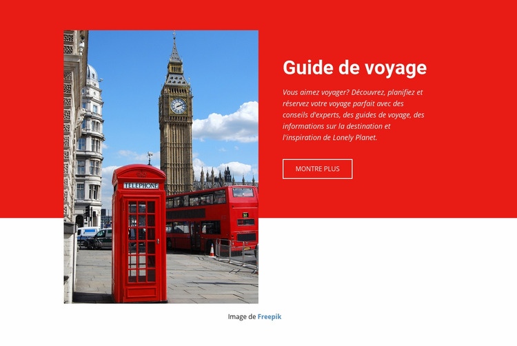 Guide de voyage Page de destination