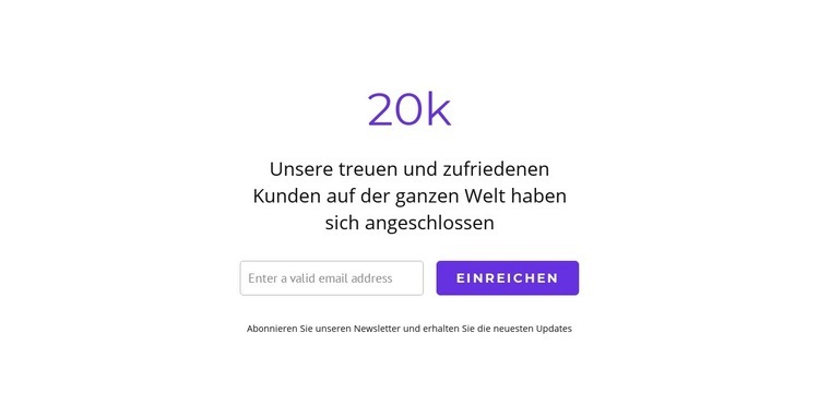 20k zufriedene Kunden Eine Seitenvorlage