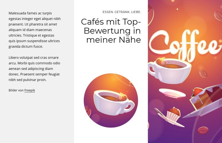 Cafés mit Top-Bewertung Eine Seitenvorlage