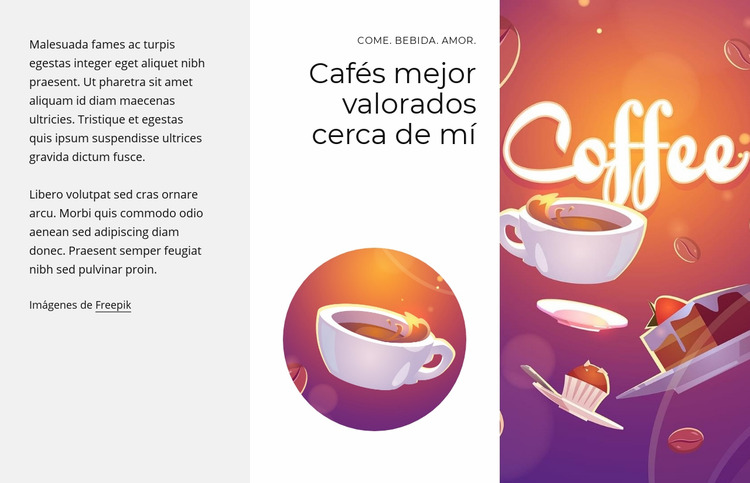 Cafés mejor valorados Plantilla Joomla