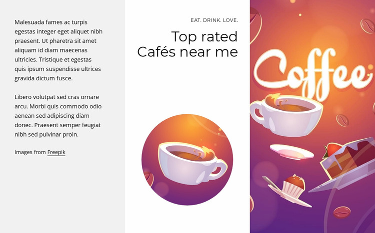 Top rated cafes Website Mockup