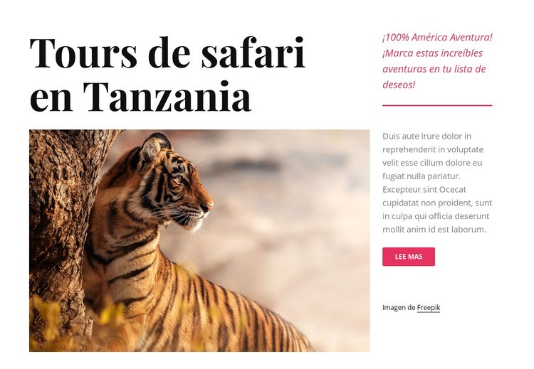 Tours de safari en Tanzania Plantilla HTML5