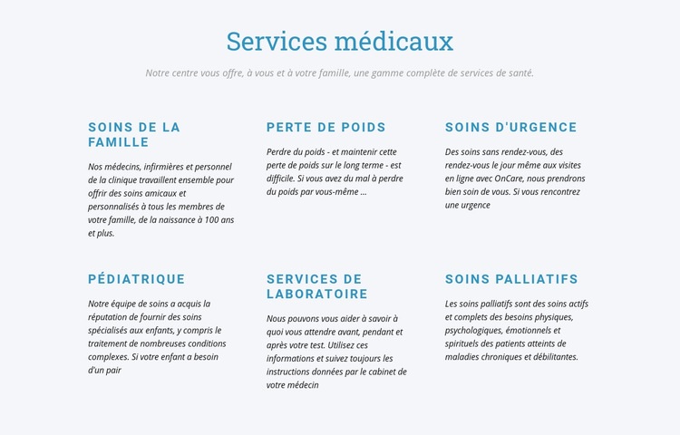 Soins palliatifs Maquette de site Web