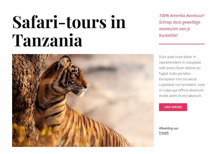 Safarireizen in Tanzania Website mockup