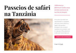 Passeios De Safári Na Tanzânia - Modelo De Site Simples