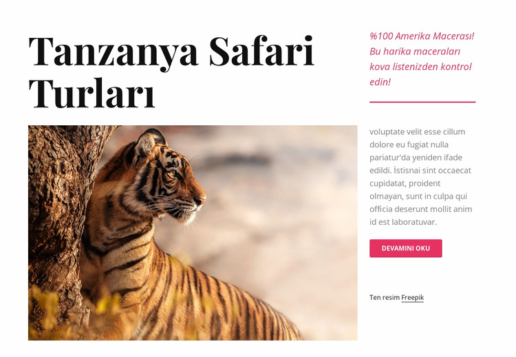 Tanzanya safari turları Joomla Şablonu