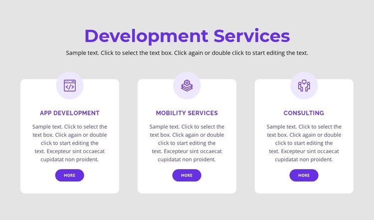 Our development services Elementor Template Alternative