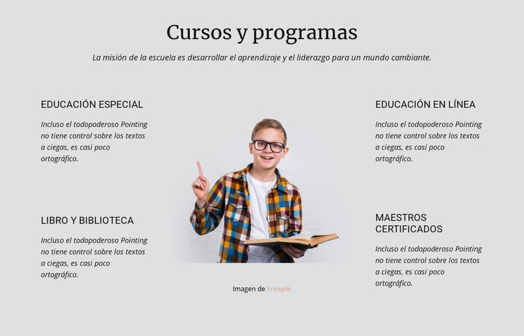 Cursos y programas Página de destino