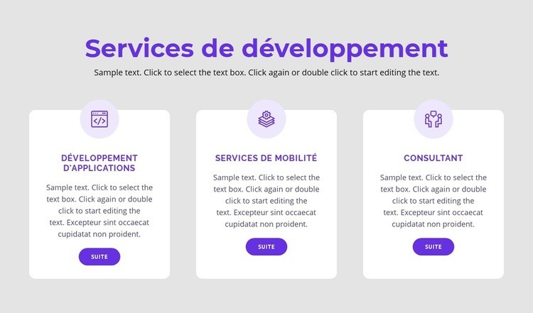 Nos services de développement Modèles de constructeur de sites Web