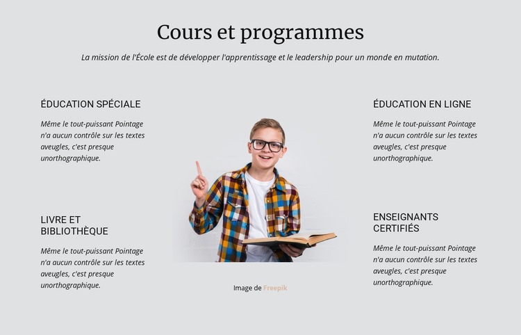 Cours et programmes Modèle d'une page