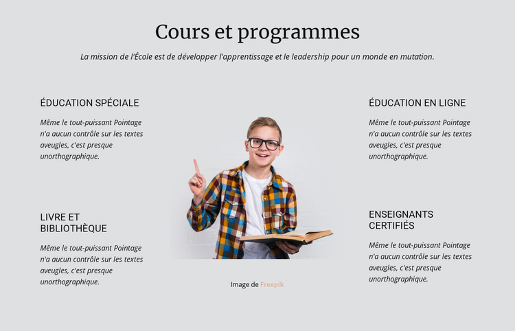 Cours et programmes Thème WordPress