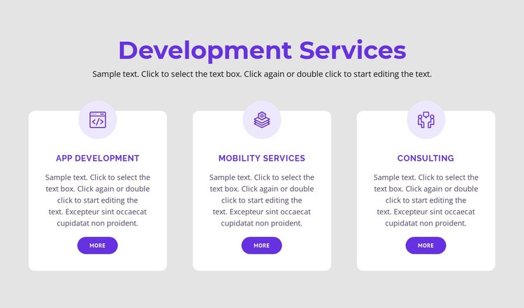 Our development services Homepage Design
