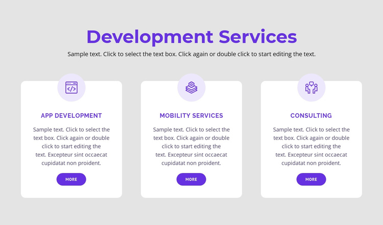 Our development services One Page Template