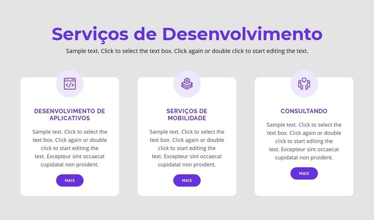 Nossos serviços de desenvolvimento Modelos de construtor de sites