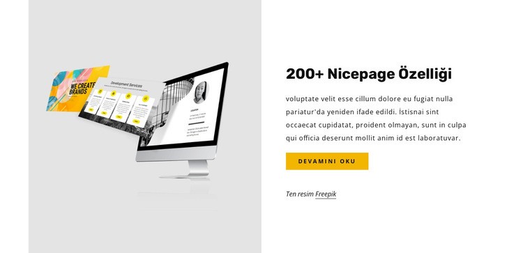 200'den fazla güzel sayfa özelliği Web Sitesi Mockup'ı