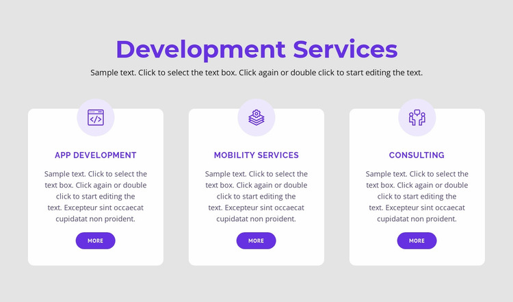 Our development services Website Mockup