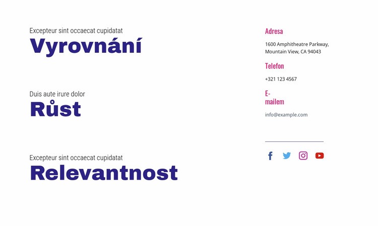 Vyrovnání, růst, relevance Šablona CSS