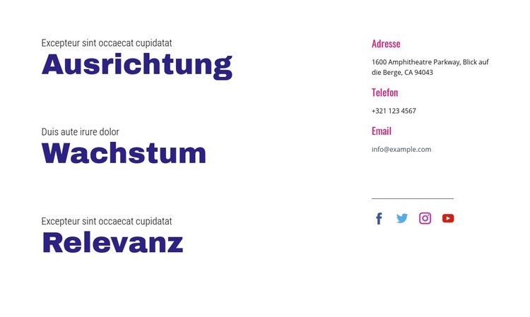 Ausrichtung, Wachstum, Relevanz Website design