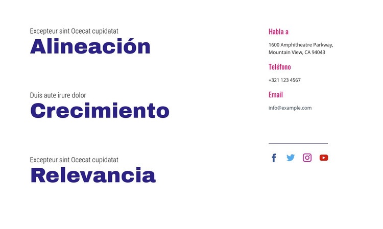 Alineación, crecimiento, relevancia Plantillas de creación de sitios web