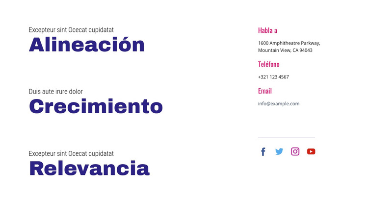 Alineación, crecimiento, relevancia Tema de WordPress