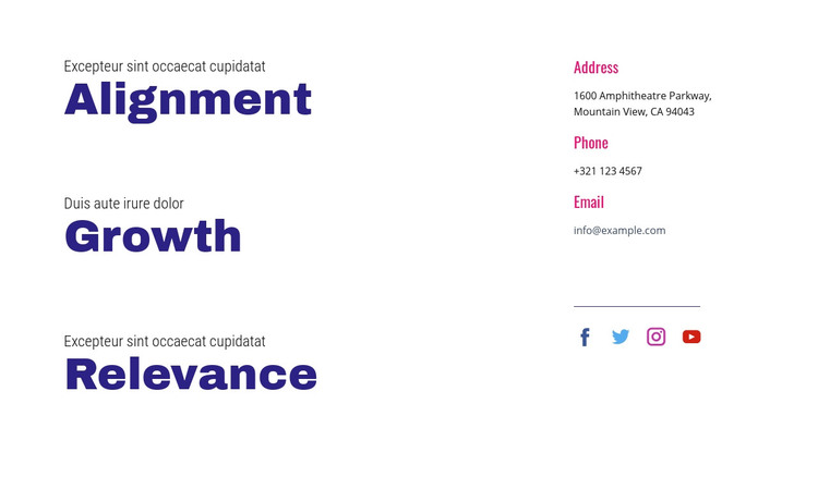 Alignment, growth, relevance Homepage Design