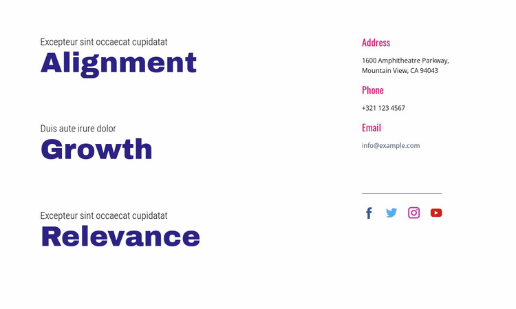 Alignment, growth, relevance Html Website Builder
