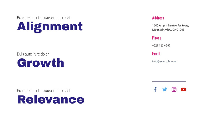 Alignment, growth, relevance One Page Template