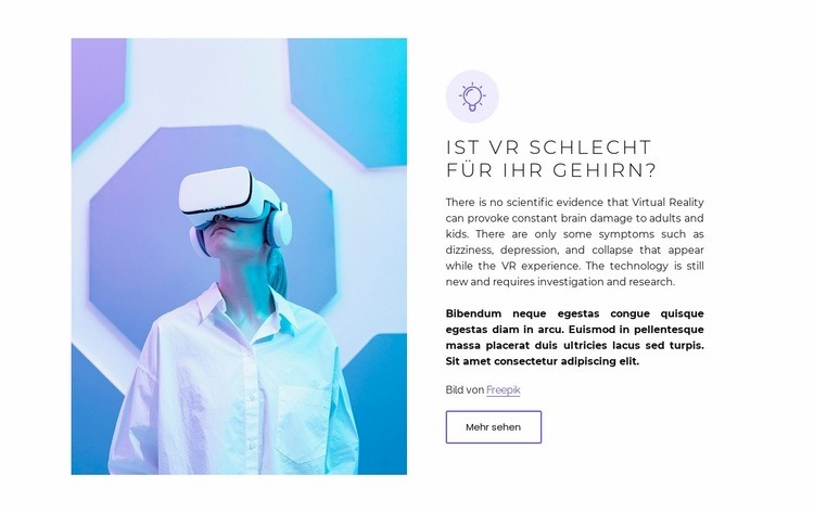 Virtual Reality hat echte Probleme Eine Seitenvorlage