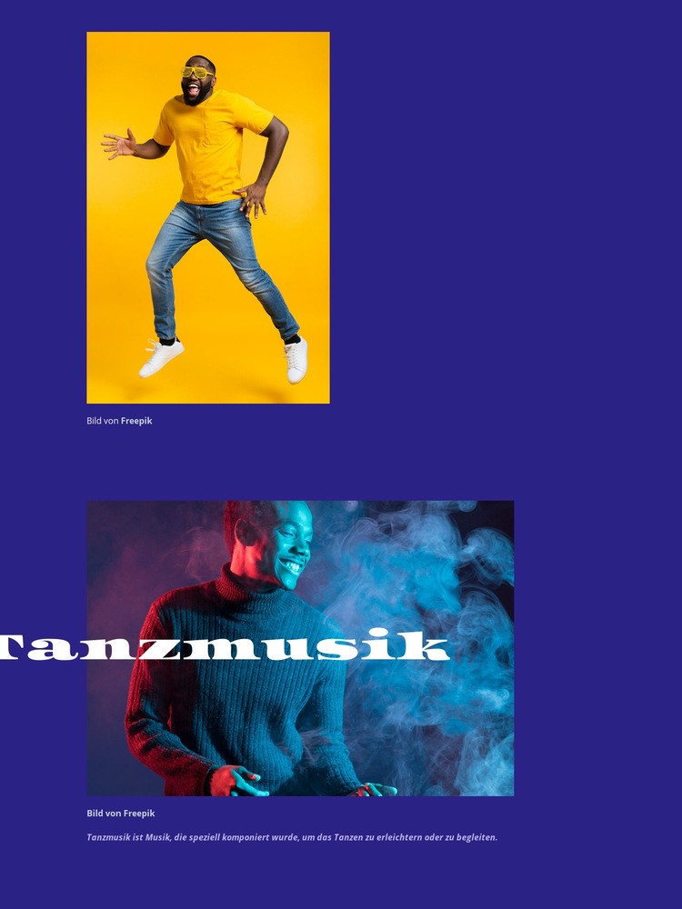 Tanzmusik Unterhaltung Website Builder-Vorlagen